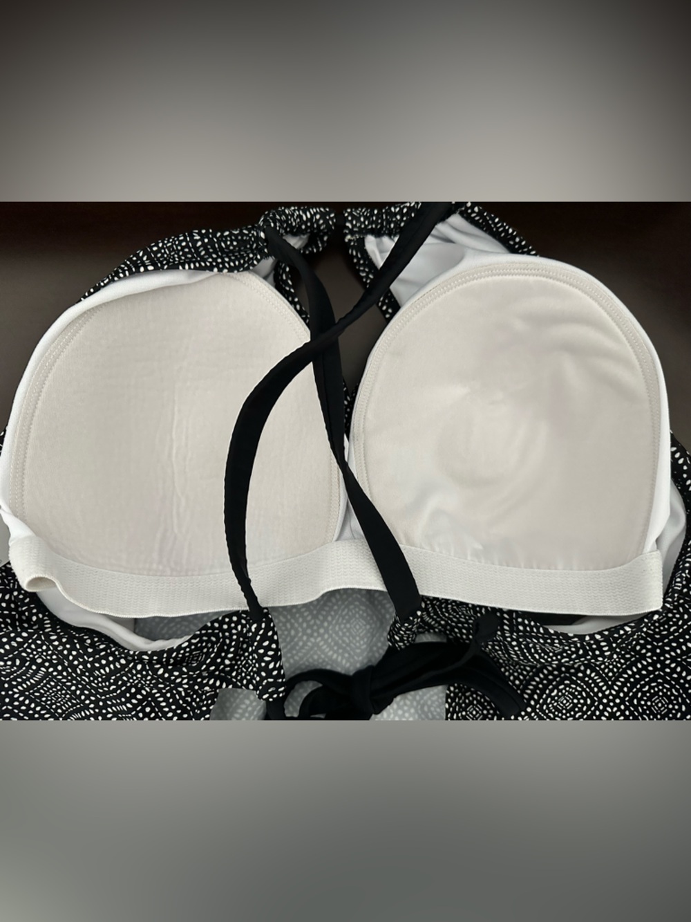 Kona Sol Keyhole Halter Tankini Swimsuit‎ Top Size 18W in Black & White VGUC - Picture 5 of 7